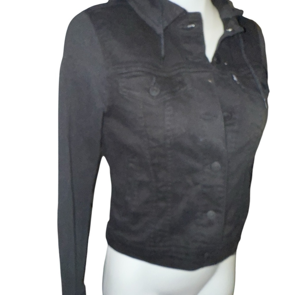 Levi's Black Women's Trucker Jean Jacket, hybrid, sweatshirt sleeves, hoody, XS - Picture 11 of 11